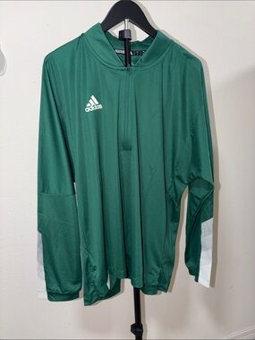 adidas Green Quarter-Zip Training Top with White Accents